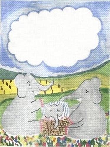 Elephant Birth Announcement Painted Canvas Cooper Oaks Design - 1