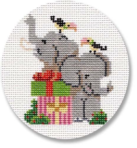 Elephants Painted Canvas CBK Needlepoint Collections