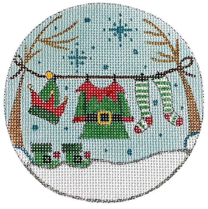 Elf Clothing Line Round Painted Canvas Alice Peterson Company