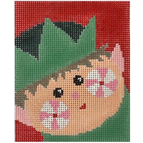 Elf Treat Bag with Peppermint Painted Canvas Kathy Schenkel Designs - 1
