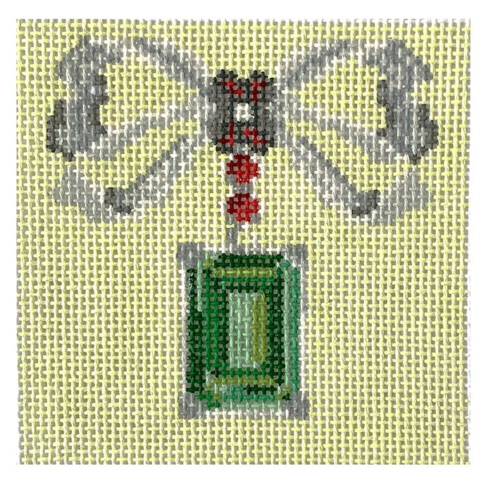 Emerald Drop Bow Brooch Painted Canvas Rachel Barri Designs - 1