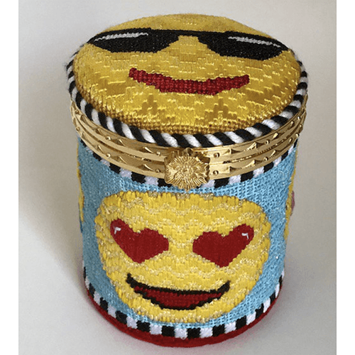 Emoji Hinged Box Stitch Guide Painted Canvas Funda Scully - 1