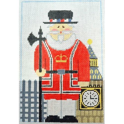 English Beefeater Santa Painted Canvas Kathy Schenkel Designs - 1