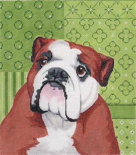 English Bulldog Painted Canvas Labors of Love Needlepoint - 1