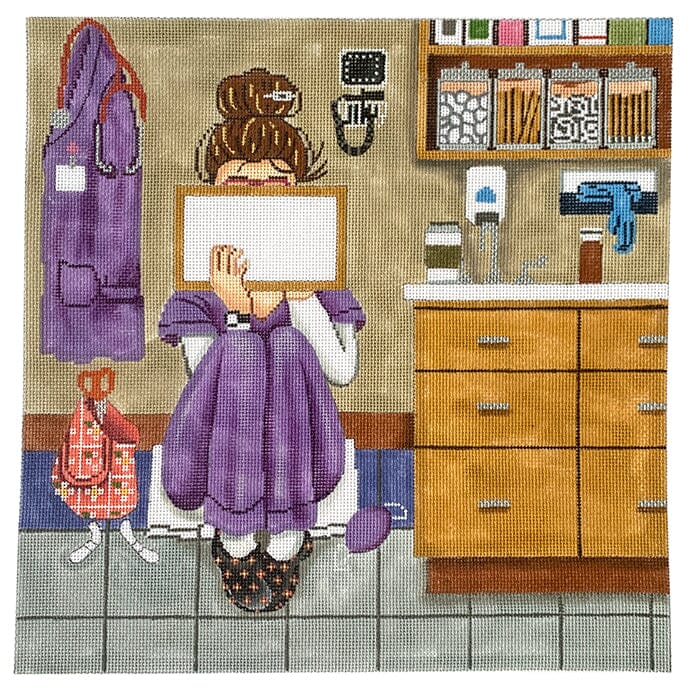 Essential Worker Stitching Girl Painted Canvas Alice Peterson Company - 1