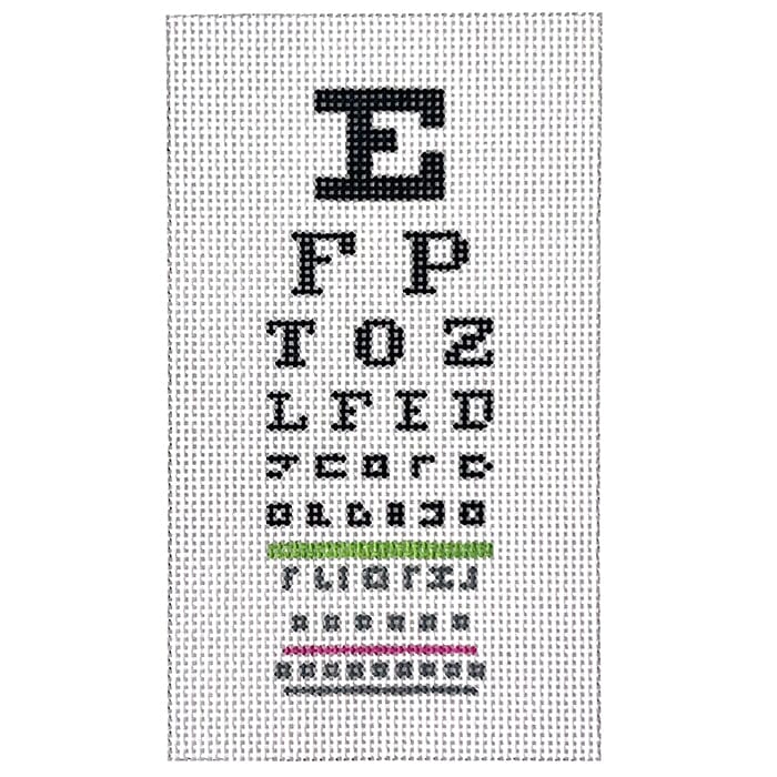 Eye Chart Eyeglass Case on 13 mesh Painted Canvas Susan Battle Needlepoint