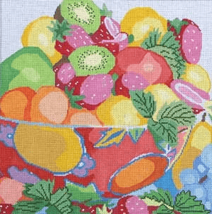 Fabulous Fruit Bowl Painted Canvas Jean Smith - 1