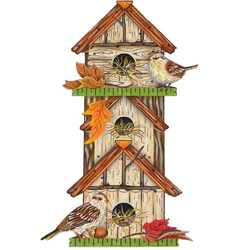 Fall Birdhouse Painted Canvas Mary Lake Thompson