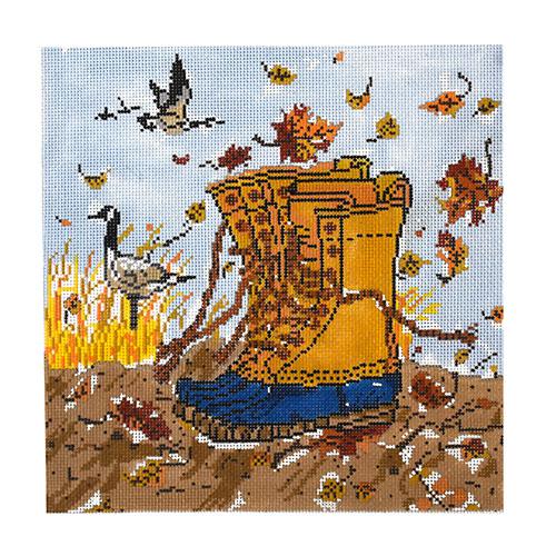 Fall Duck Boots Painted Canvas Cooper Oaks Design - 1