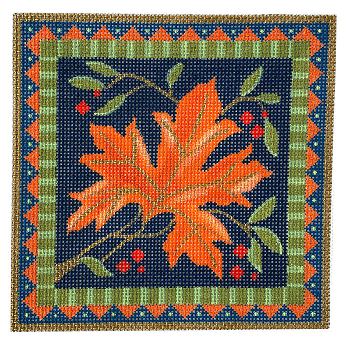 Fall Leaf Square Painted Canvas Vallerie Needlepoint Gallery - 1