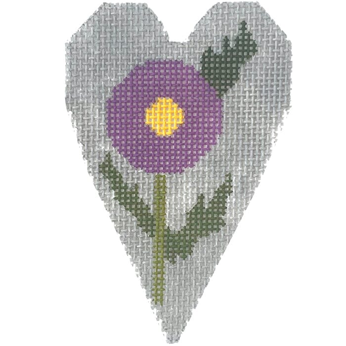 Fall Purple Flower Heart Painted Canvas NeedleDeeva