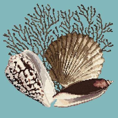 Fan Coral Needlepoint Kit Kits Elizabeth Bradley Design Duck Egg Blue