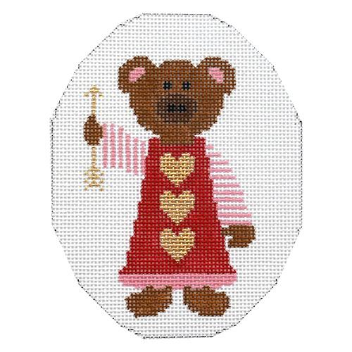 February Teddy Bear Painted Canvas The Princess & Me - 1