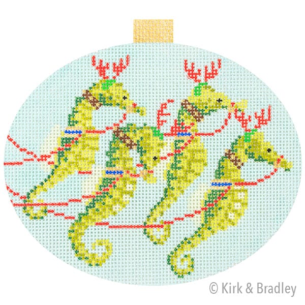 Festive Sea Friends Seahorses Painted Canvas Kirk & Bradley - 1