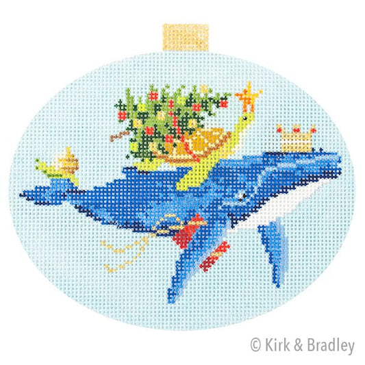 Festive Sea Friends - Whale, Sea Turtle, Snail Painted Canvas Kirk & Bradley 