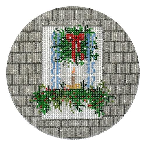 Festive Window Ornament Painted Canvas The Plum Stitchery - 1