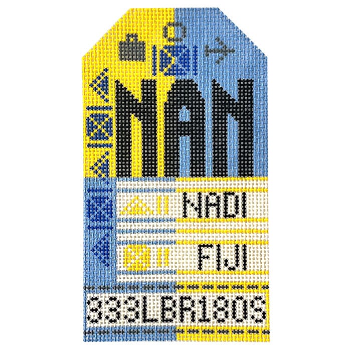 Fiji NAN Travel Tag Painted Canvas Hedgehog Needlepoint - 1