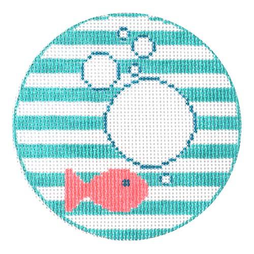 Fish Bubble Round Painted Canvas Rachel Donley - 1