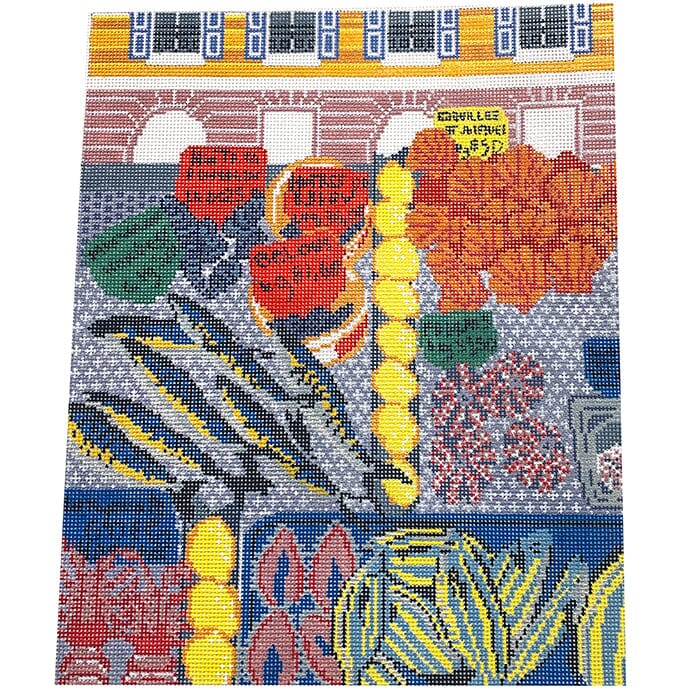 Fish Market Painted Canvas Anne Fisher Needlepoint LLC - 1