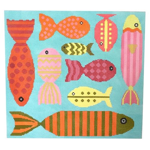 Fish Pillow Painted Canvas A Stitch in Time - 1