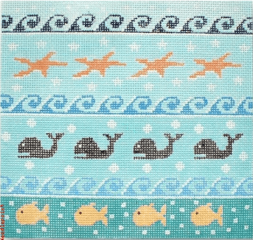 Fish, Whales, Waves Painted Canvas CBK Needlepoint Collections