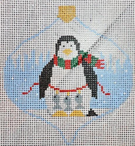 Fisher Penguin Bauble Painted Canvas Kathy Schenkel Designs - 1