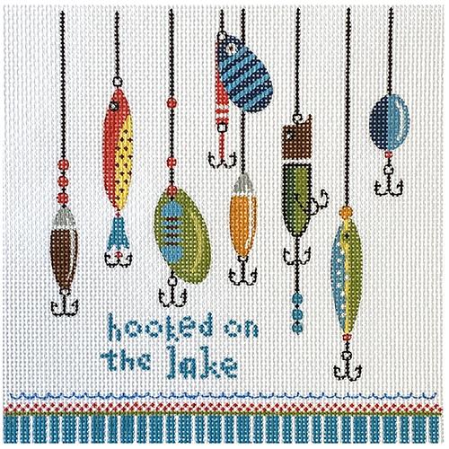 Fishing Lures Hooked on the Lake on 13 Painted Canvas Painted Pony Designs - 1