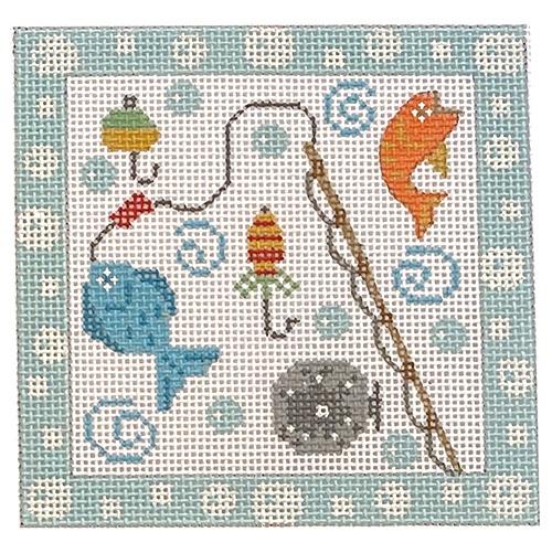 Fishing Square Painted Canvas Danji Designs