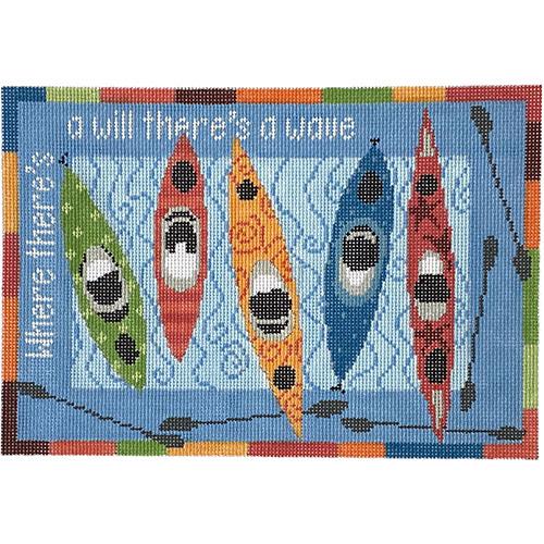 Five Kayaks Painted Canvas Pippin - 1