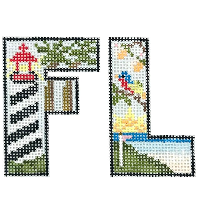 FL Letters Painted Canvas Atlantic Blue Canvas - 1