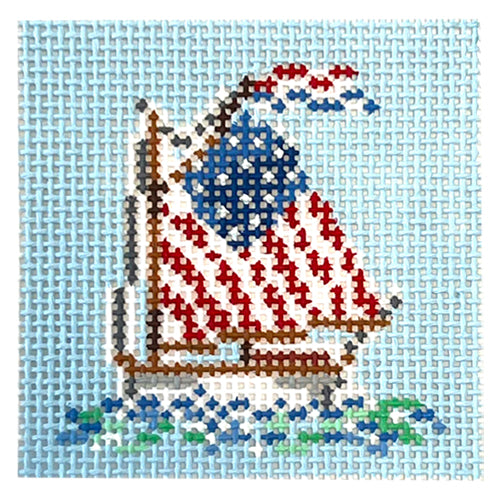 Flag Boat Painted Canvas Cooper Oaks Design - 1
