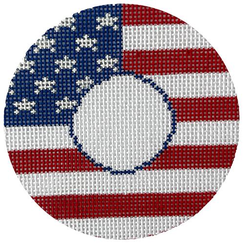 Flag Monogram Round Painted Canvas Rachel Donley - 1