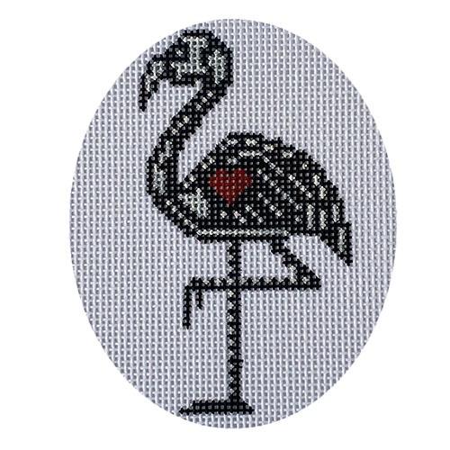 Flamingo Black with Heart Painted Canvas Danji Designs - 1