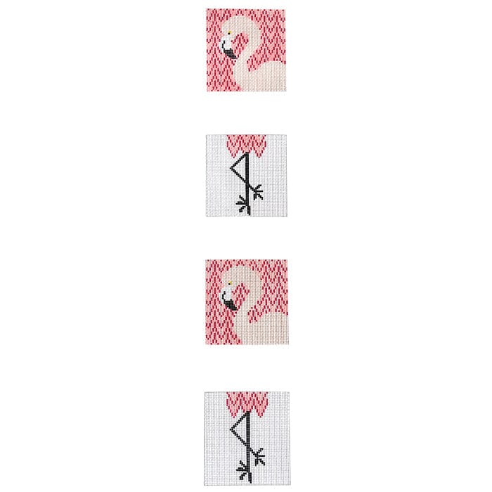 Flamingo Coaster Strip Painted Canvas J. Child Designs - 1