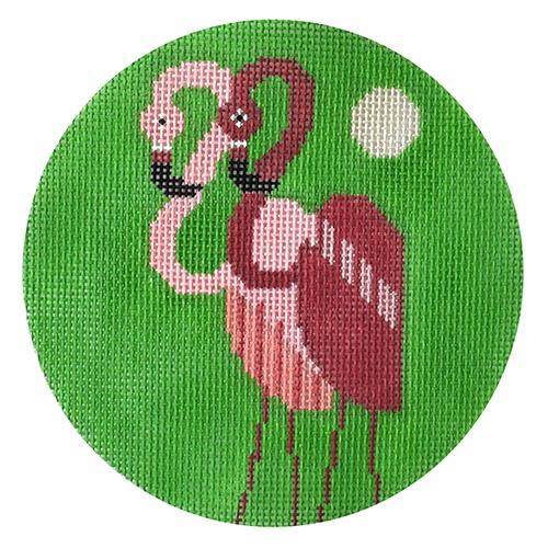Flamingo Duo with Stitch Guide Painted Canvas Vallerie Needlepoint Gallery - 1