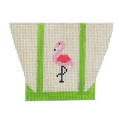 Flamingo Mini Tote Ornament Painted Canvas Vallerie Needlepoint Gallery - 1