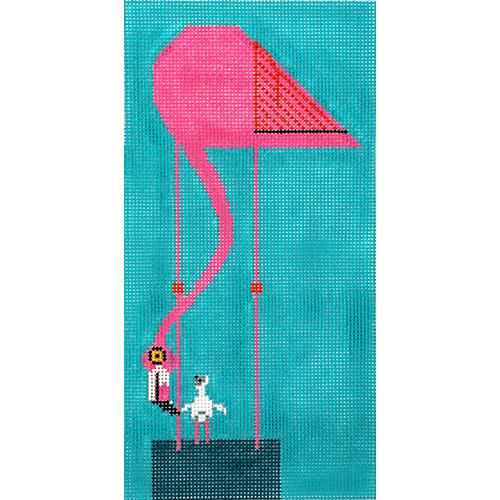 Flamingo Ornament Painted Canvas Charley Harper - 1