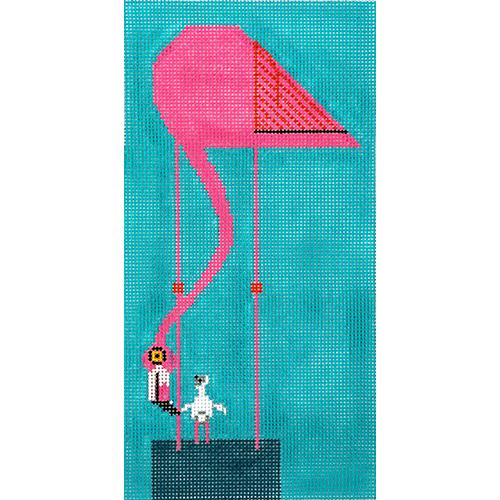 Flamingo Ornament Painted Canvas Charley Harper 