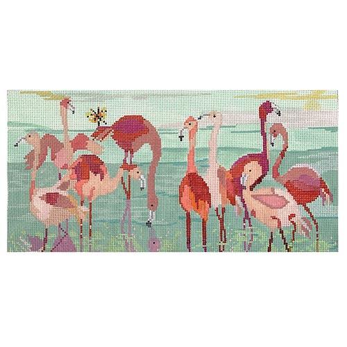 Flamingo Party Painted Canvas Birds of a Feather - 1