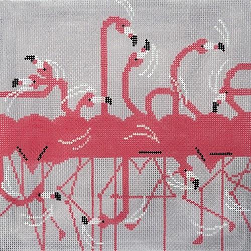 Flamingo Row Eyeglass Case Painted Canvas Charley Harper - 1