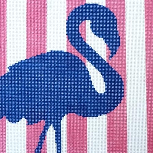 Flamingo Stencil / Hot Pink Painted Canvas Two Sisters Needlepoint - 1