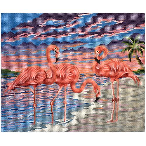 Flamingos at Sunset Painted Canvas Alice Peterson Company