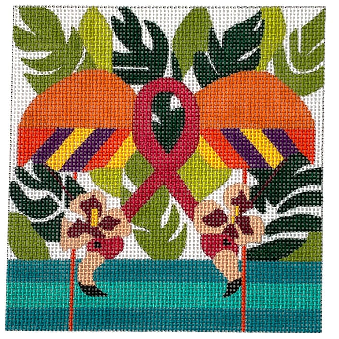 Flamingos for the Cure Painted Canvas Melissa Prince Designs - 1