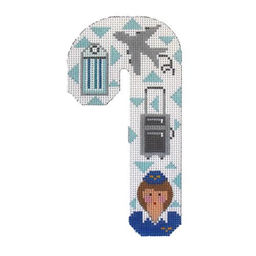 Flight Attendant Candy Cane Painted Canvas Danji Designs - 1