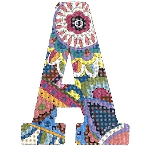 Floral 6" Monogram Letter A Painted Canvas Colors of Praise - 1