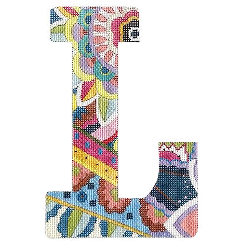 Floral 6" Monogram Letter L Painted Canvas Colors of Praise - 1
