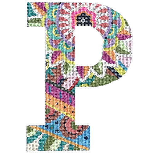 Floral 6" Monogram Letter P Painted Canvas Colors of Praise - 1
