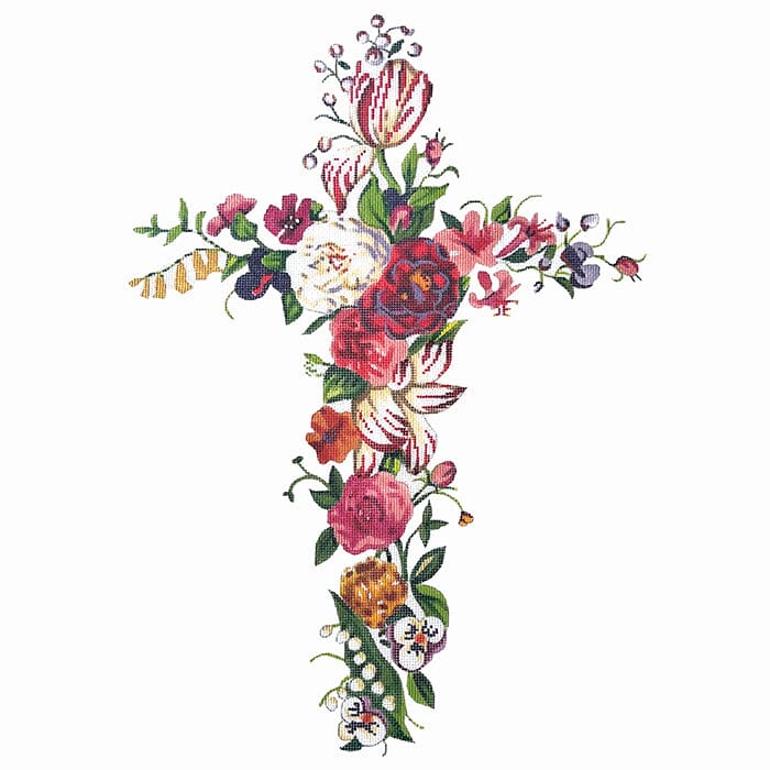 Floral Cross Painted Canvas Colors of Praise - 1
