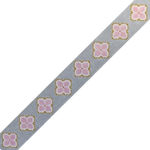 Floral Geometric Gray & Pink Painted Canvas The Plum Stitchery - 1