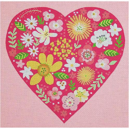 Floral Heart with Pink Background (MS) Painted Canvas Melissa Shirley Designs - 1